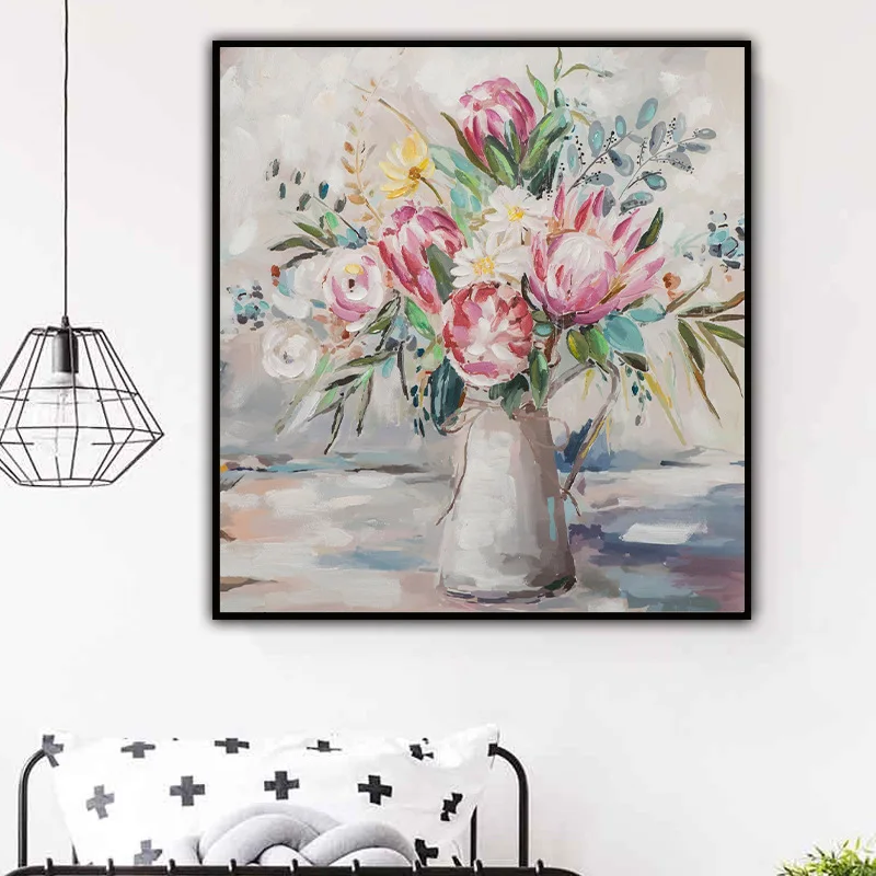 Hand Painted Oil Painting On Canvas Modern Abstract Wall Art Oil Painting Unframed Knife Flowers Heart Picture Home Decoration