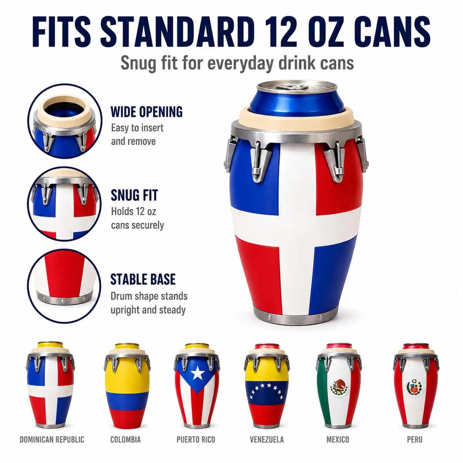 3D Printed Conga Style Can Holder for 12oz Beer&Soda Cans,Portable Beverage Sleeve for Beach,BBQ,Camping,Pool Party&Outdoor
