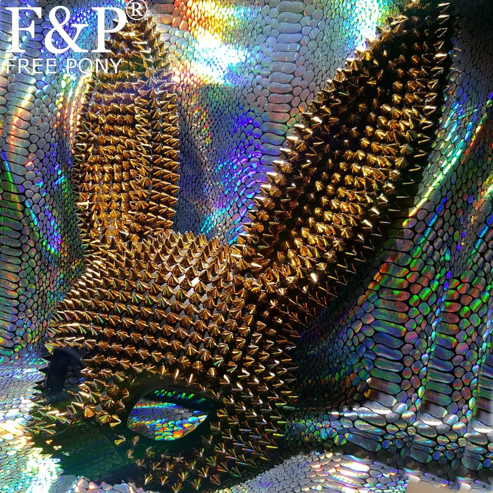 

Holographic Burning Man Gold Spike Bunny Couture Face Mask Costume Festival Rave Clothes Outfits Gear Halloween Masquerade