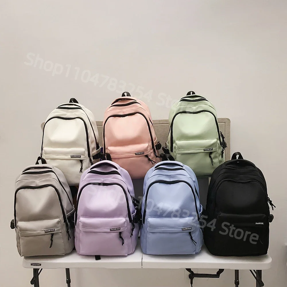 New Large Capacity Solid Color Backpack for High School Students Durable Simple Black Travel Backpack for Middle School Teens