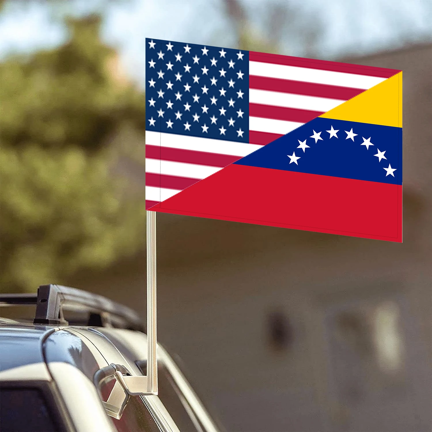 Flagnshow 100% Polyester United States Venezuela Car Flags