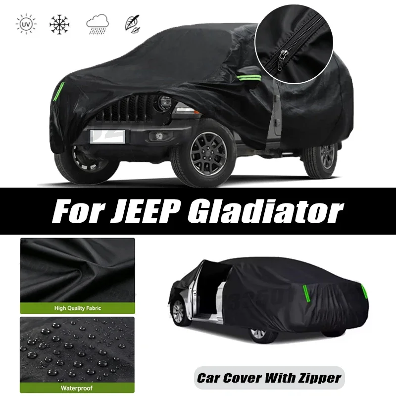 For JEEP Gladiator Car Covers Outdoor Waterproof Sun Rain Snow Protection UV Car Zipper Design Car Cover Accessories