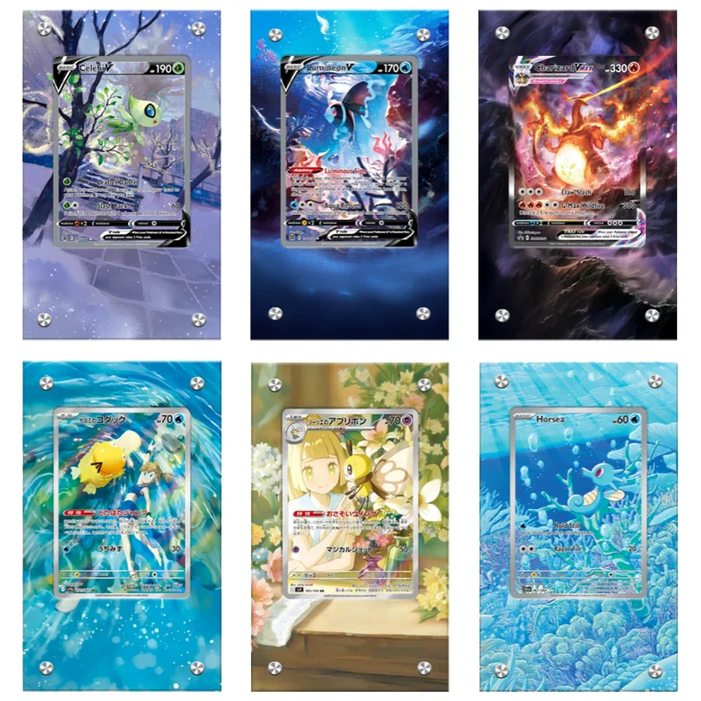 

Anime Pokemon PTCG Acrylic Card Brick Lillie Ribombee Celebi Magikarp Battle Partners Game DIY Expand Acrylic Protective Case
