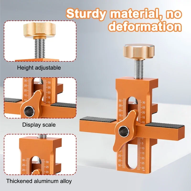 Adjustable Cabinet Door Mounting Jig Quick Positioning Hole Opening Tool Aluminum Alloy for Woodworking Installing Cabinets Tool