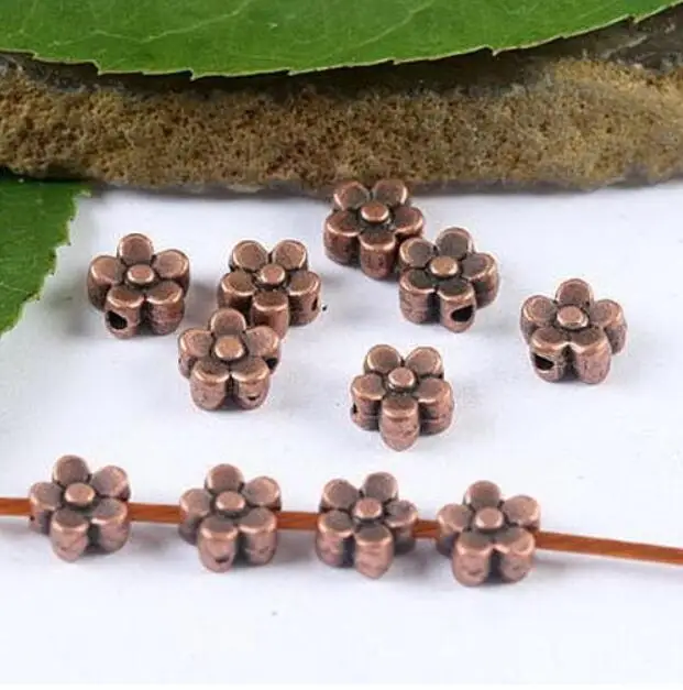 80pcs 5.4mm copper-tone plum flower spacer beads HWH1890