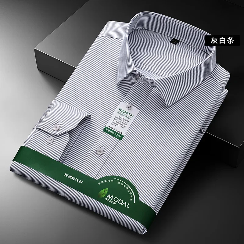 Quality Anti-Wrinkle Men Shirt Long Sleeves Dress Shirts For Men Slim Fit Camisa Social Business White Office Shirt  5XL