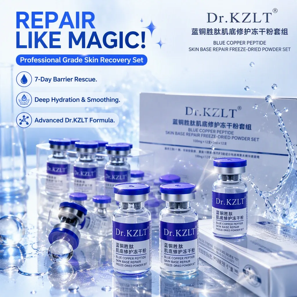Premium Blue Copper Peptide GHK-Cu Freeze-dried Powder Ampoule, Sensitive Skin Care Acne Scar Repair Skin Booster for Face 1 Kit