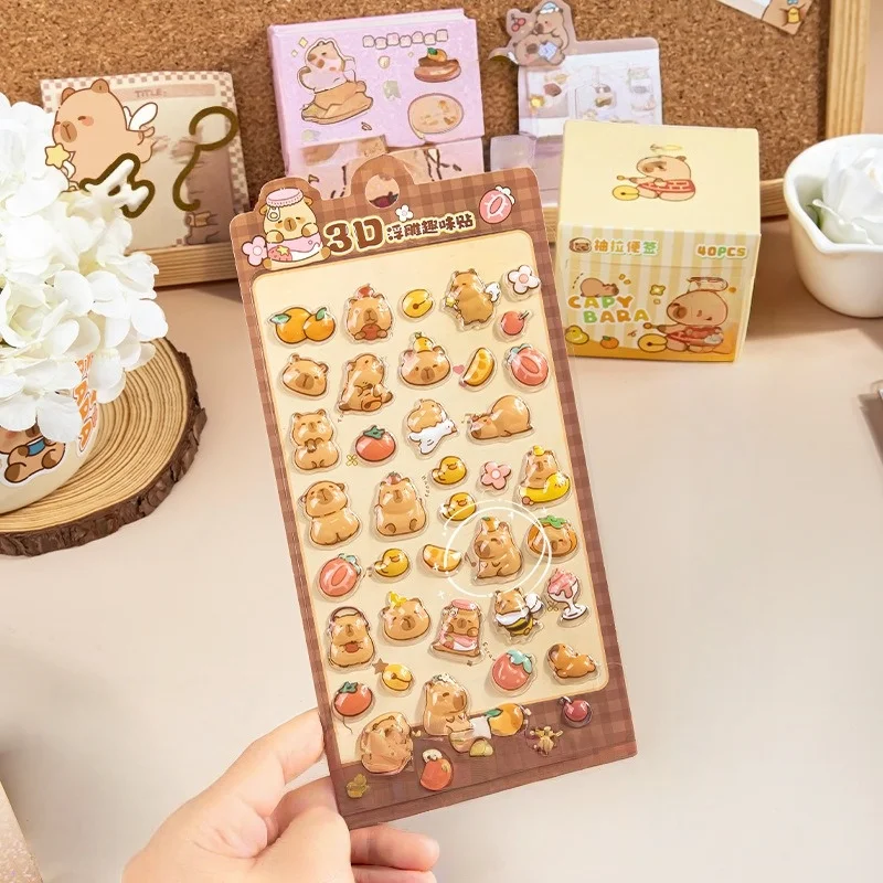 Adorable Capybara 3D Puffy Stickers – Waterproof & Scratch-Resistant, for Kids’ Scrapbooks, Home Decor, Multiple Sizes