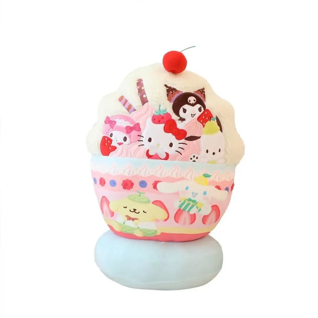 Sanrio Cute Strawberry Ice Cream Kuromi My Melody Plush Toy Comfortable Stuffed Anime Plushies Cuddly Pillow Blanket Xmas Gifts