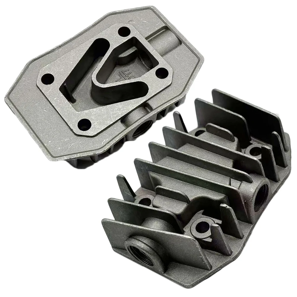 Metal Air Compressor Cylinder Head Cover Aluminum Replacement Part 142x96mm Gray For Industrial Power Tool Repair Accessories
