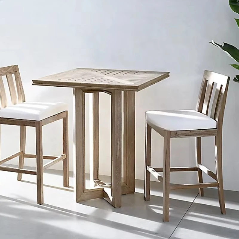 

Leisure furniture Luxury outdoor modern, European high-class bistro wooden teak bar stool