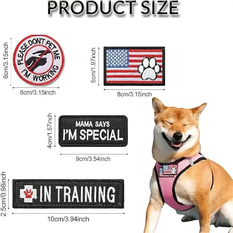 Dog patch set, tactical embroidered hook and loop dog vest safety belt patch tactical gear, jacket patch customization