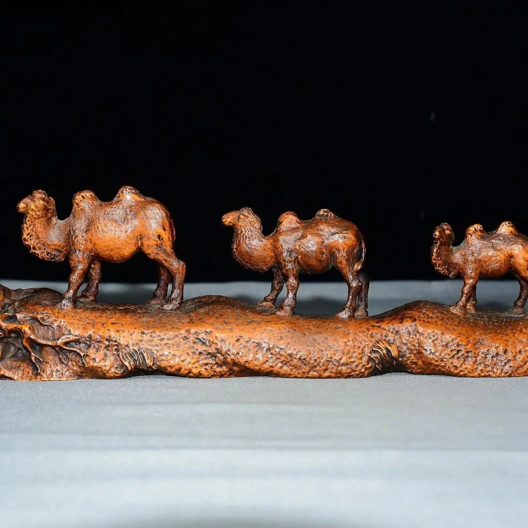Hand Carved Wood Desert camel animal Statue Figurine Desktop Ornaments Home Decoration