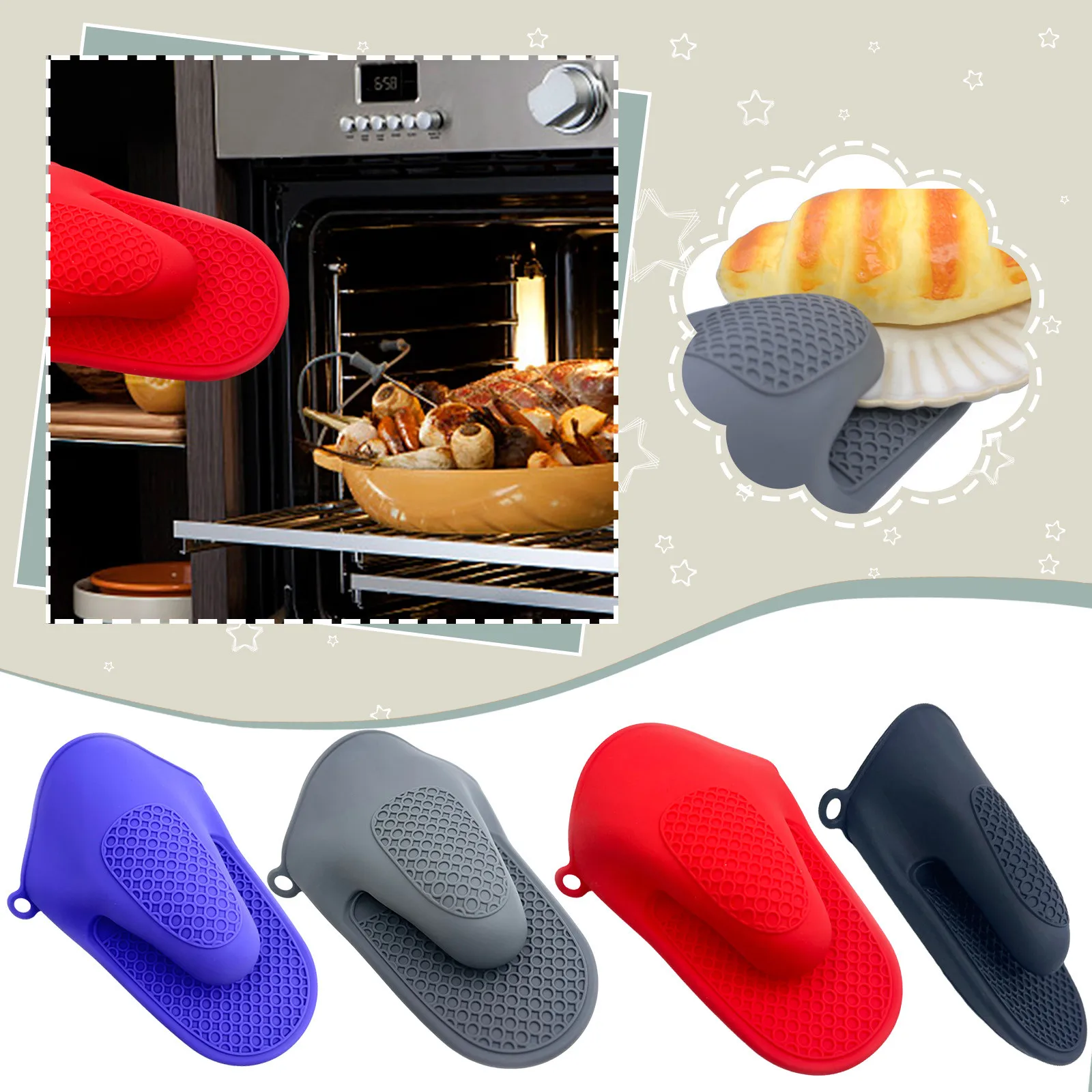 

Single Oven Gloves Silicone Gloves High Temperature Resistant Anti-Burn And Non-Slip Kitchen Microwave Baking Dessert Tools