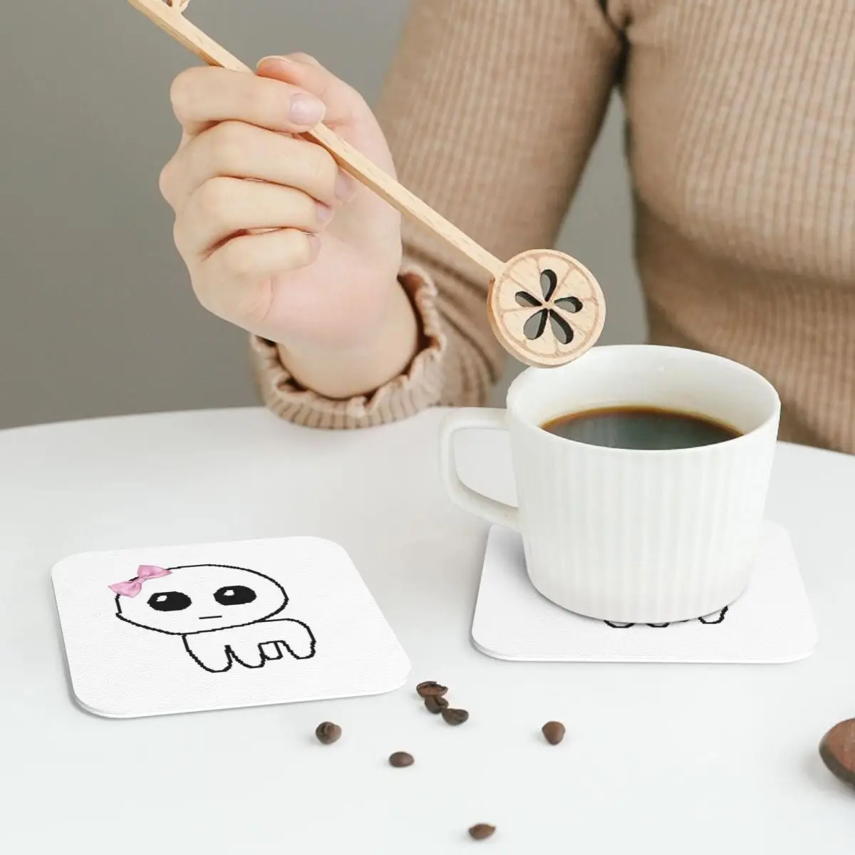 TBH Autism Creature Meme Yippee Coasters PVC Leather Placemats Insulation Coffee Mats for Home Kitchen Dining Pads Set of 6
