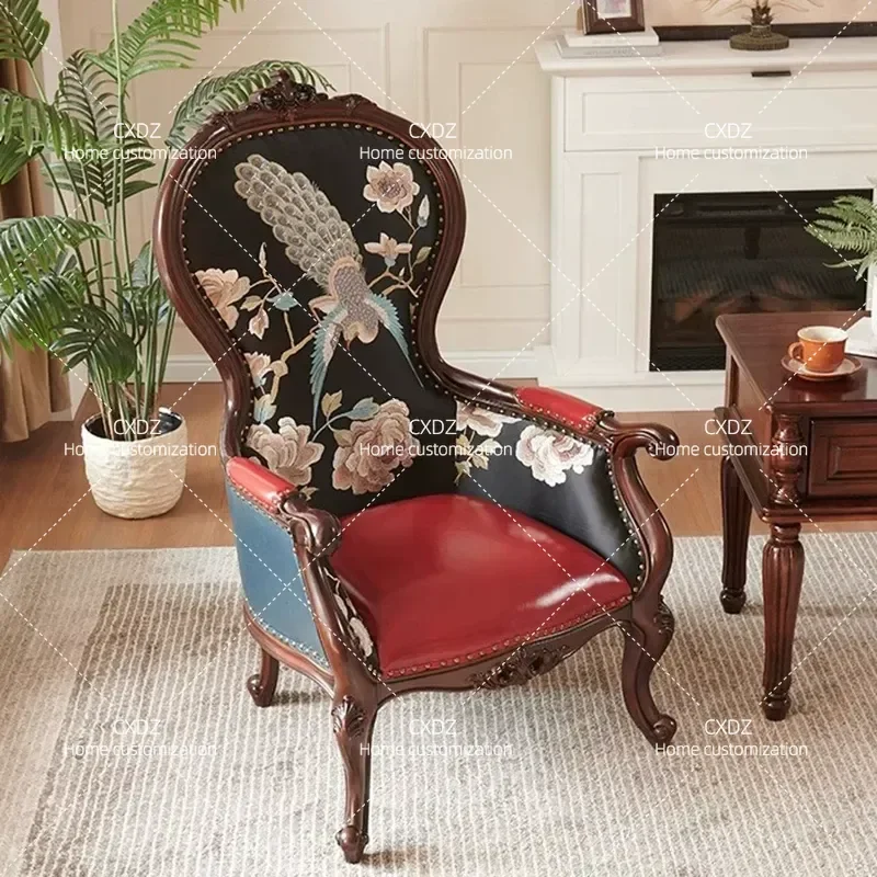 Fabric Leisure Chair Home Leather Sofa European Study Office Book Reading Armchair Comfortable Living Room Furniture