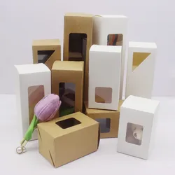 10pcs 5cm series size retangular gifts window packag boxes 5x5x8/10/12/15/20cm paper box white home party suppiles box