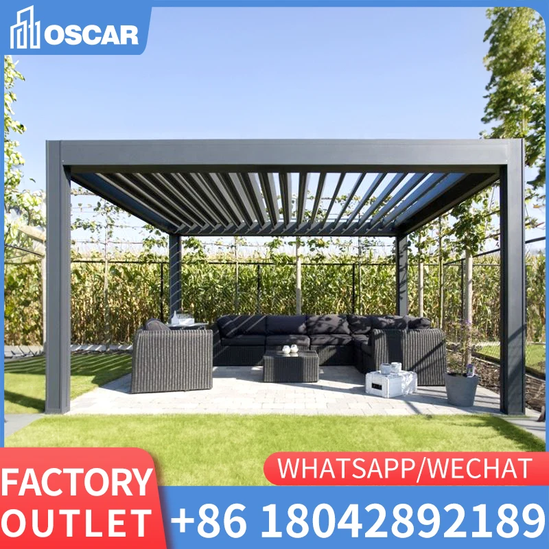 

AlunoTec Bioclimatic Terrace Roof Rainproof Garden Louver Aluminum Pergola Outdoor Furniture