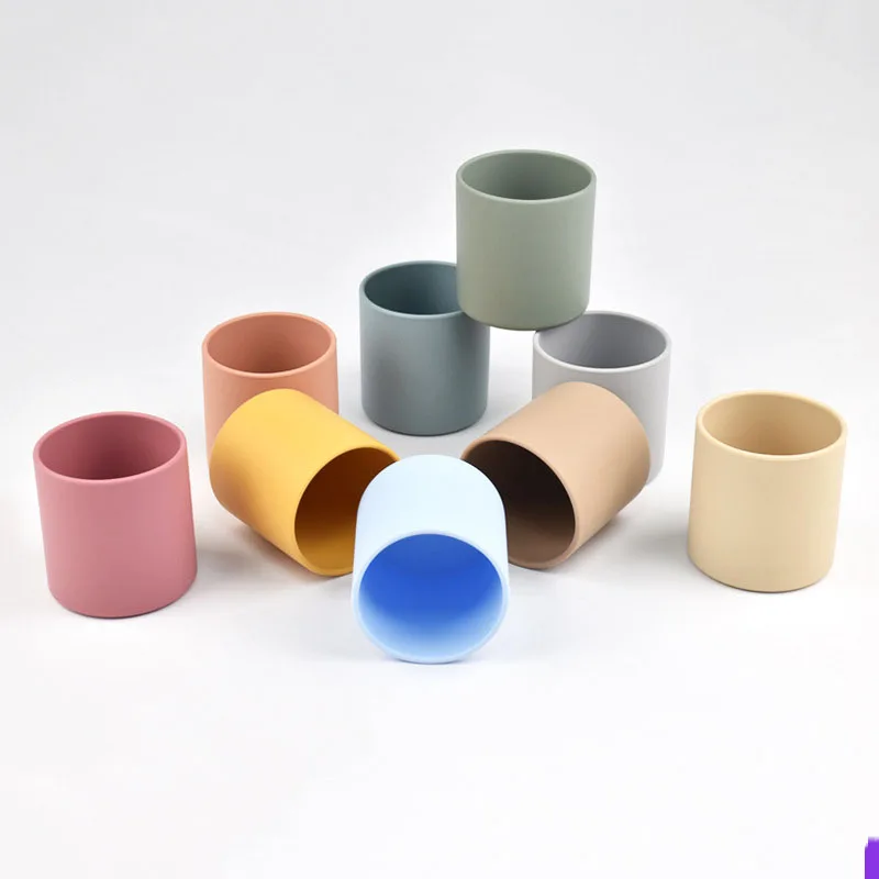 

1PCS Food Grade Silicone Baby Training Cup Mini Easy To Grip Infant Self Feeding Drinking Beginner Open Mouth Design Cup
