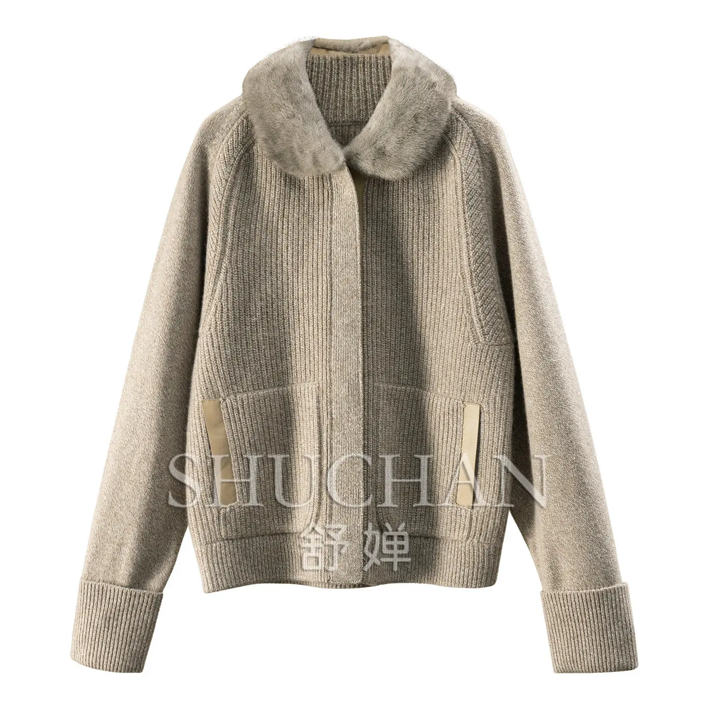 Italy Luxury Cashmere + Wool Sheepskin Mink Sweater Jacket E183 Casaco Feminino Cardigan Feminino 690g