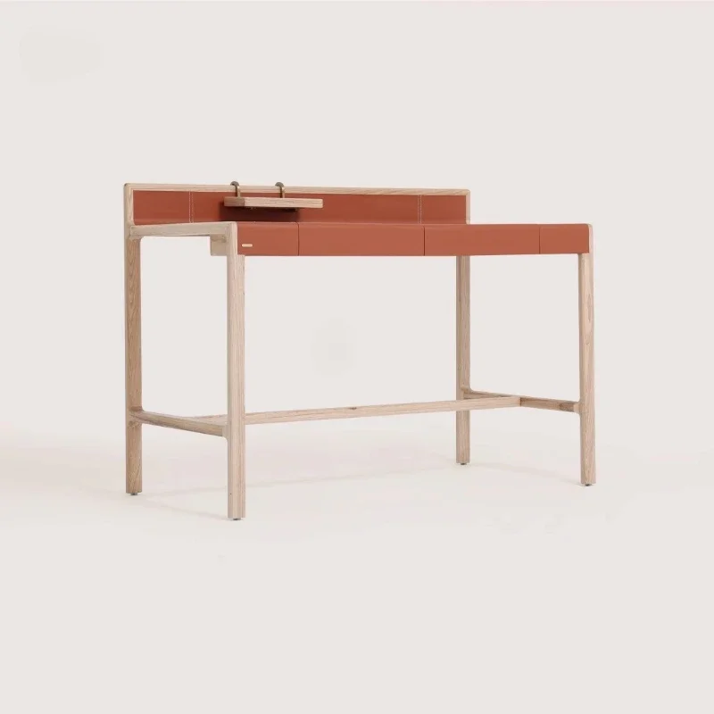 H Deco series North American imported ash wood desk saddle leather simple home computer desk