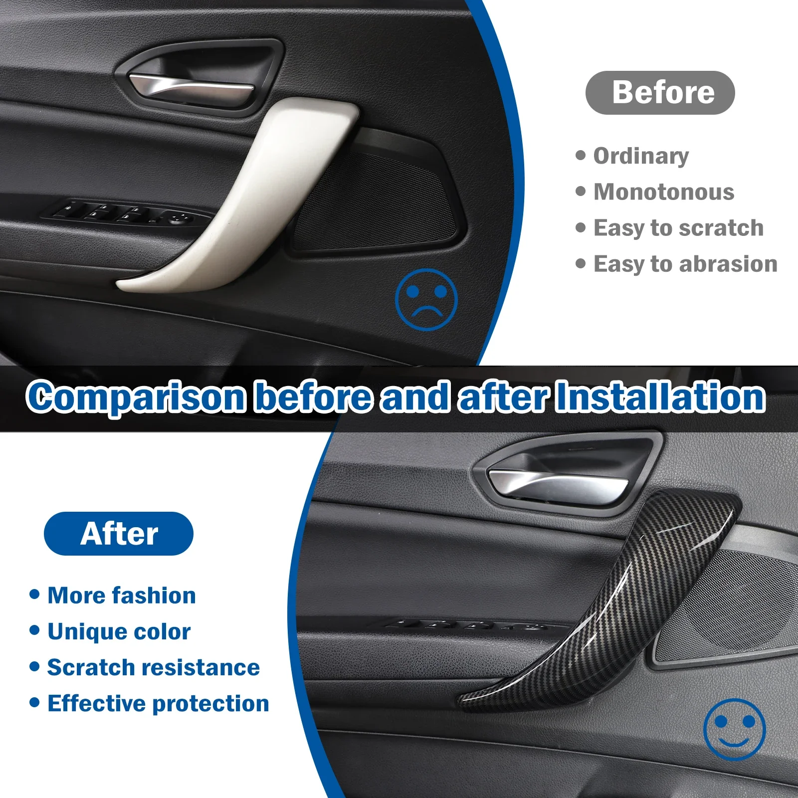 ABS Carbon Fiber Car Interior Door Pull Handle Cover Trim For BMW 1 2 Series F20 F21 F22 F23 2012-2018 Auto Accessories