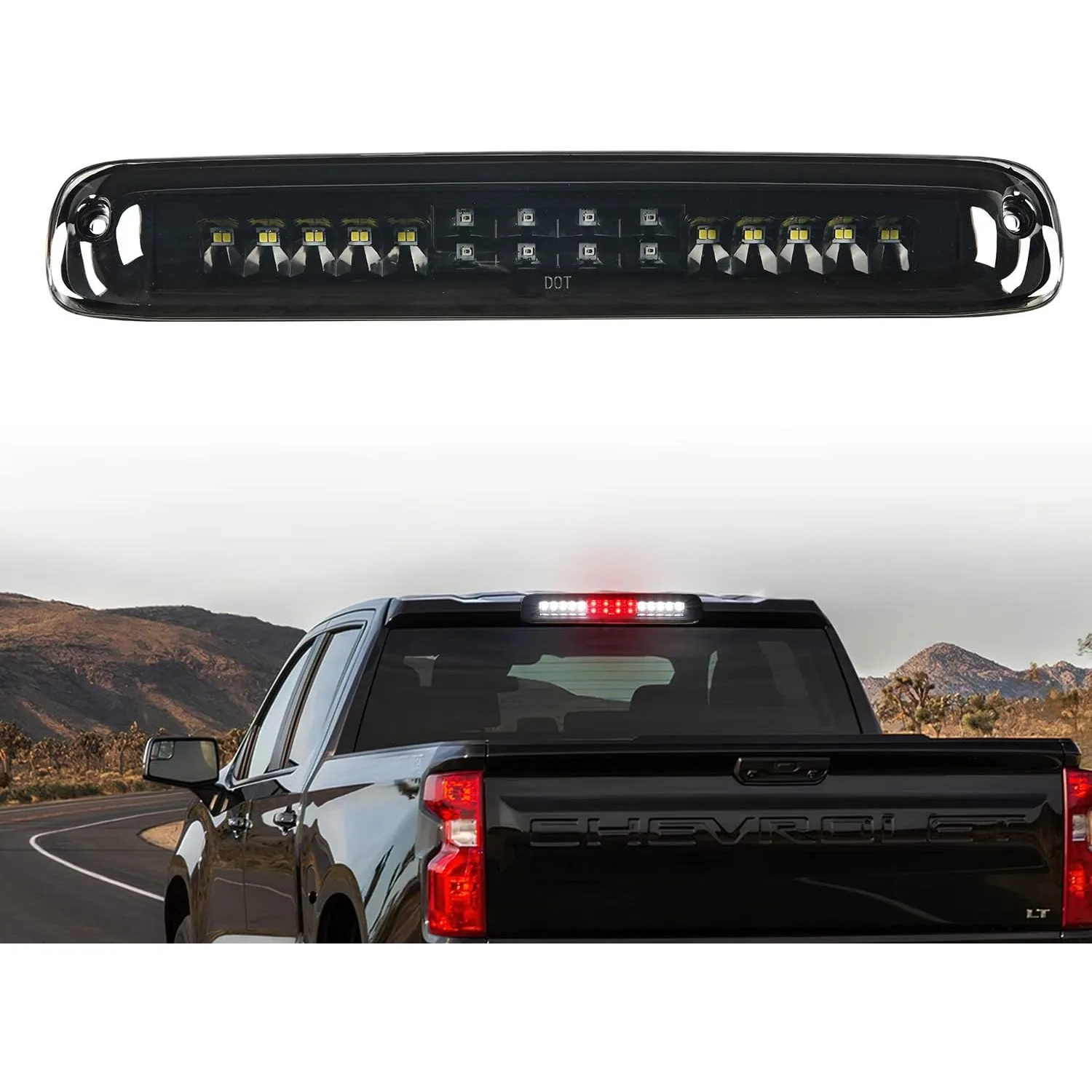 Nilight Third Brake Light Tail High Mount 3rd Stop Cargo Reverse LED Lights For 1999-2006 Chevy Silverado GMC Sierra 1500 2500 3500HD 2007 HD Classic