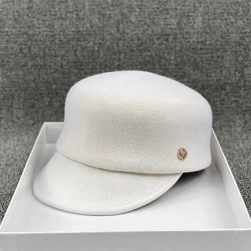 laotou chic dropshipping winter wool felt japan m letter street visors cap men women leisure Equestrian hat