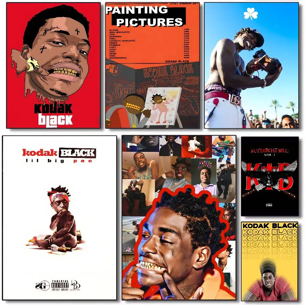 POP-Rapper Kodak Black Poster, Kunstdruck auf Leinwand, hochauflösender, ästhetischer Druck, Papier-Wandkunst für Wohnzimmer, Bar, modernes Wohnambiente.