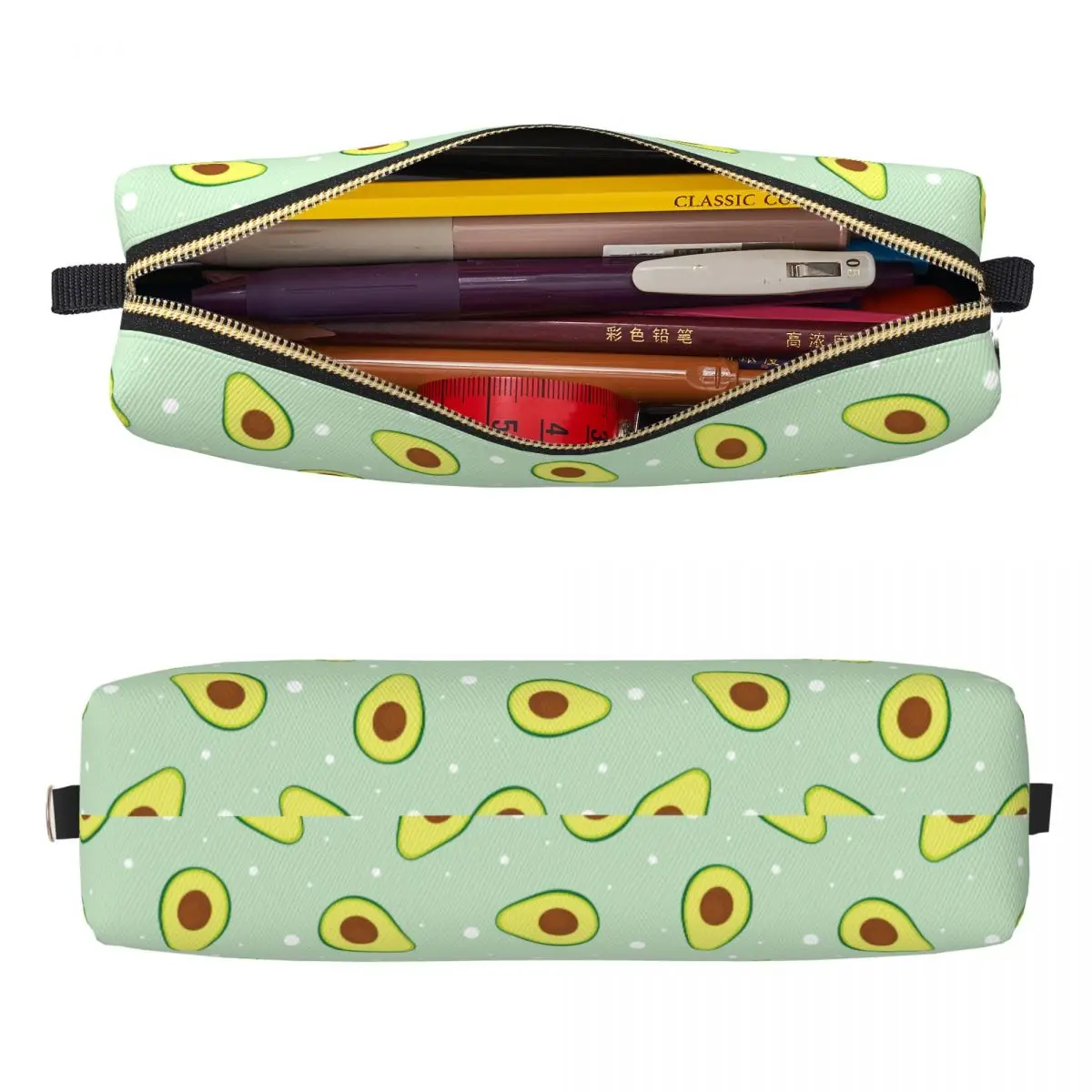 녹색 아보카도 연필 케이스 아보카도 연인 연필 케이스 소녀 소년을위한 펜 상자 대용량 가방 학생 학교 화장품 문구