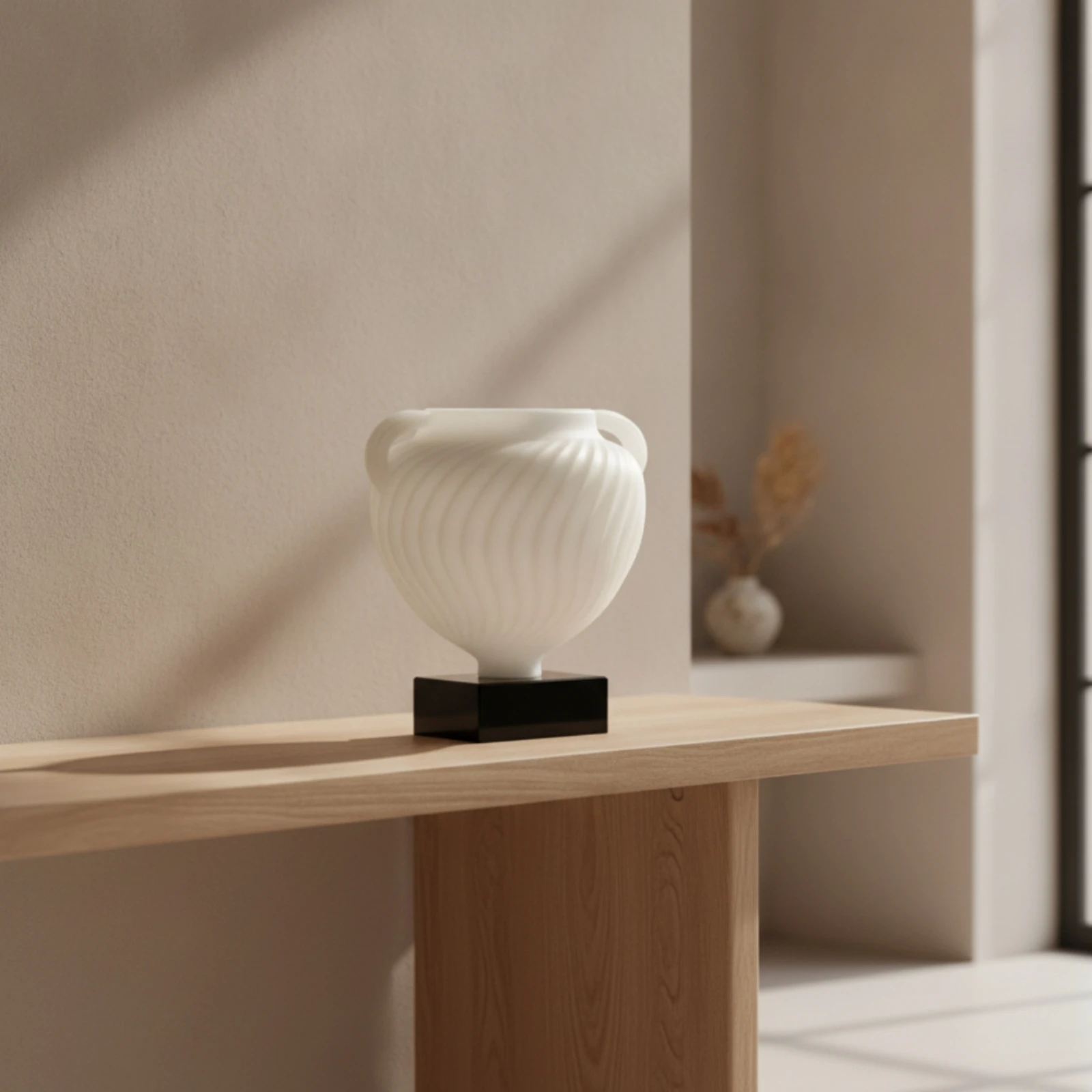 Vase with Marble Base Decorative Resin Vase Urn Modern Elegant for Living Room, Entry Table