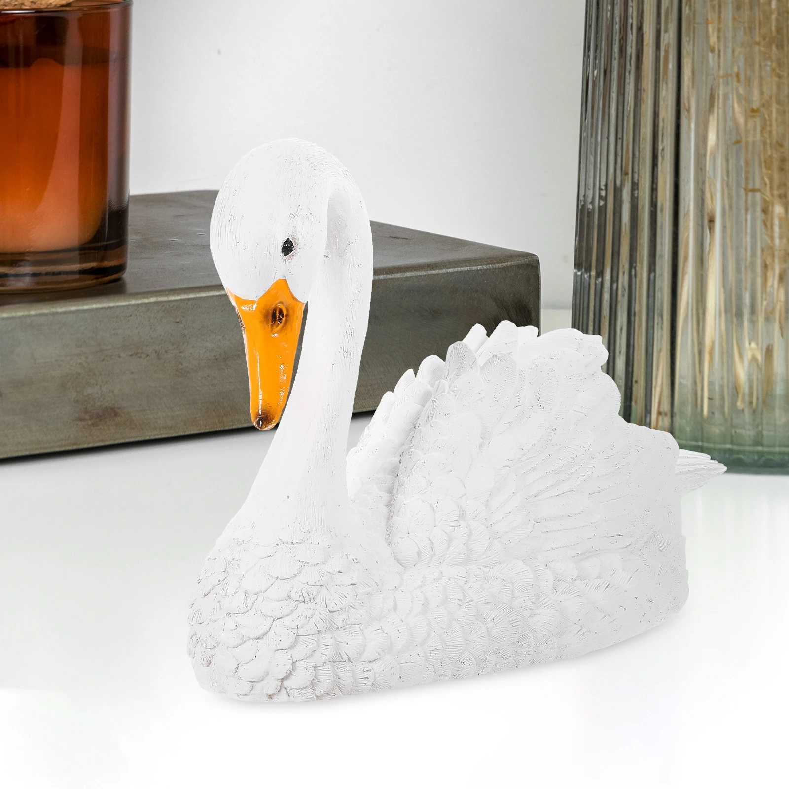 

Resin Floating Swan Tabletop Ornament Unique Desktop Decor Swan Adornment Perfect Gift and Photography Prop