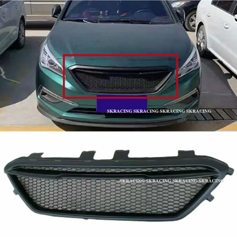 New Style Front Upper Center Grill Matte Black Grille For Hyundai Sonata 2015 2016 2017 Car Decorative Accessories Racing Grills