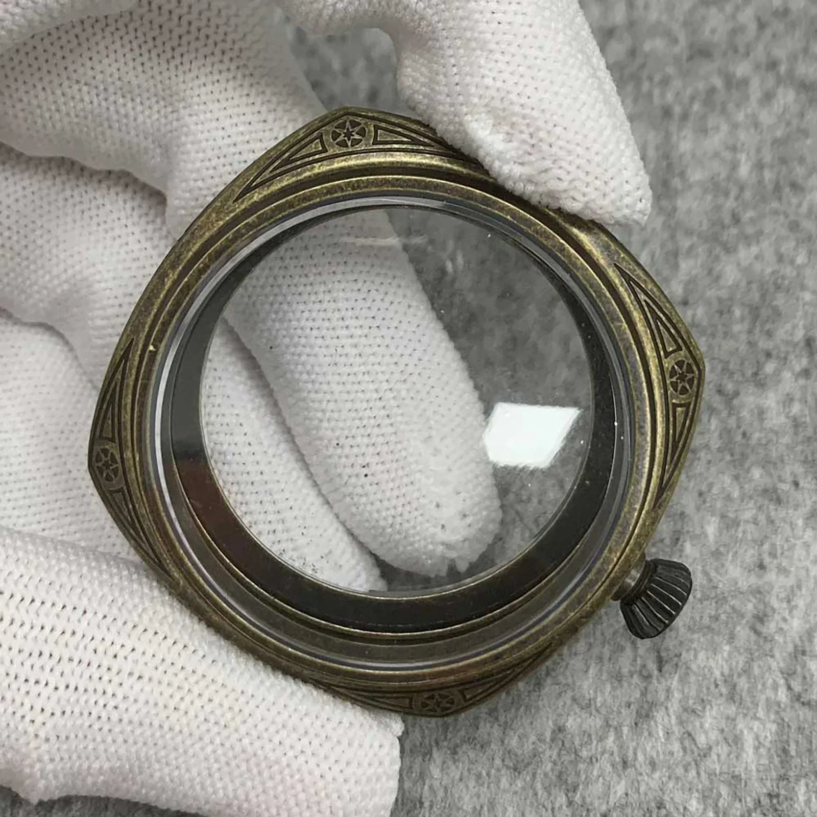 Купольное стекло, 45 мм, нержавеющая сталь, бронзовый корпус с гравировкой для ETA6497 ETA6498, механизм подходит для циферблата 36 мм, ремешок 26 мм, новый DIY