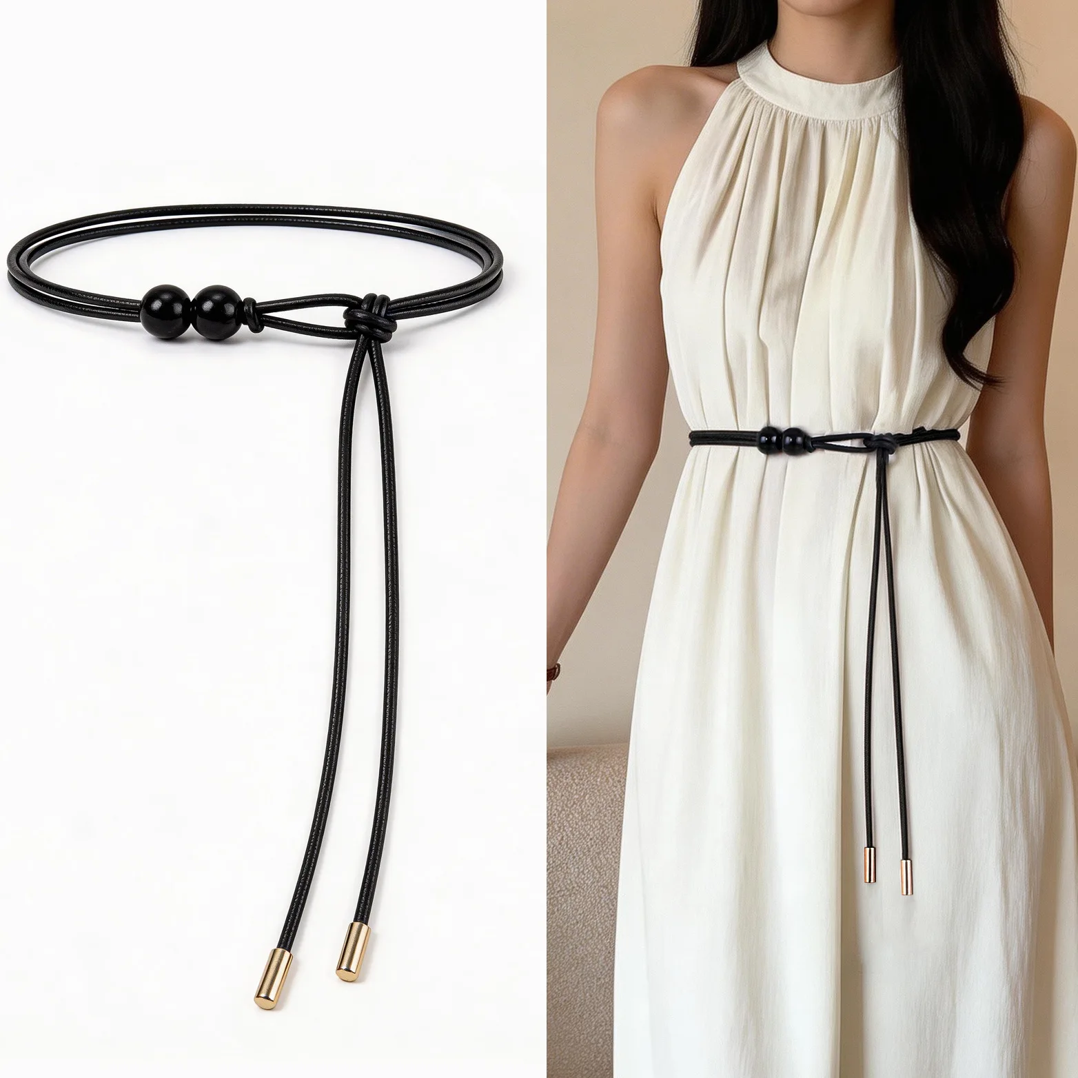 Elegant Thin Rope Waist Belt Knot Design Adjustable Dress Decoration Casual Daily Wear Accessory for Women Sweet Waistband