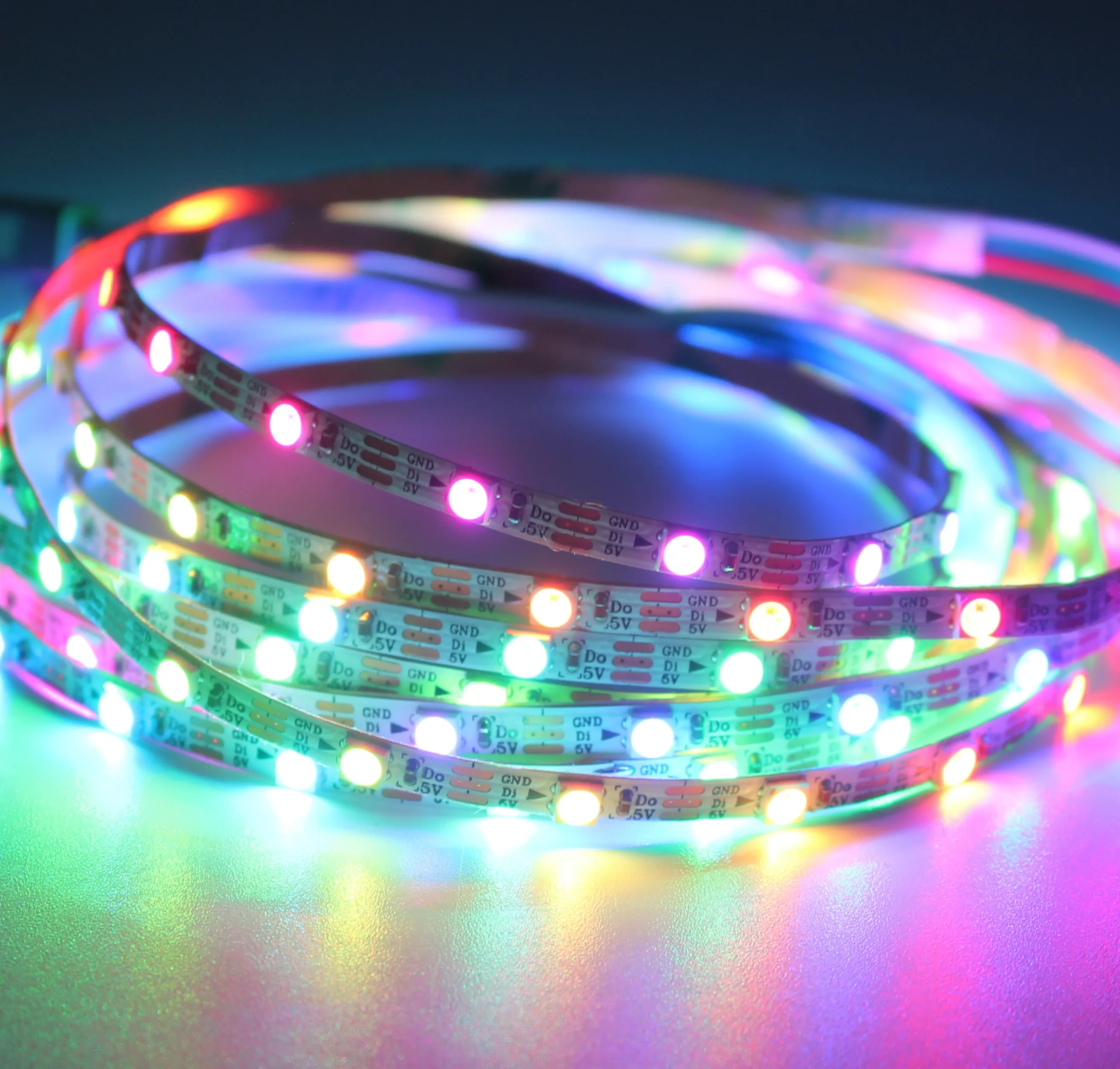 Imagem -06 - Endereçável Rgb Led Pixel Strip Dc5v Ws2812b 3535 5050 1m 2m 5m 60leds m mm mm Fpc Não Impermeável 60pixels por m Como Sk6812