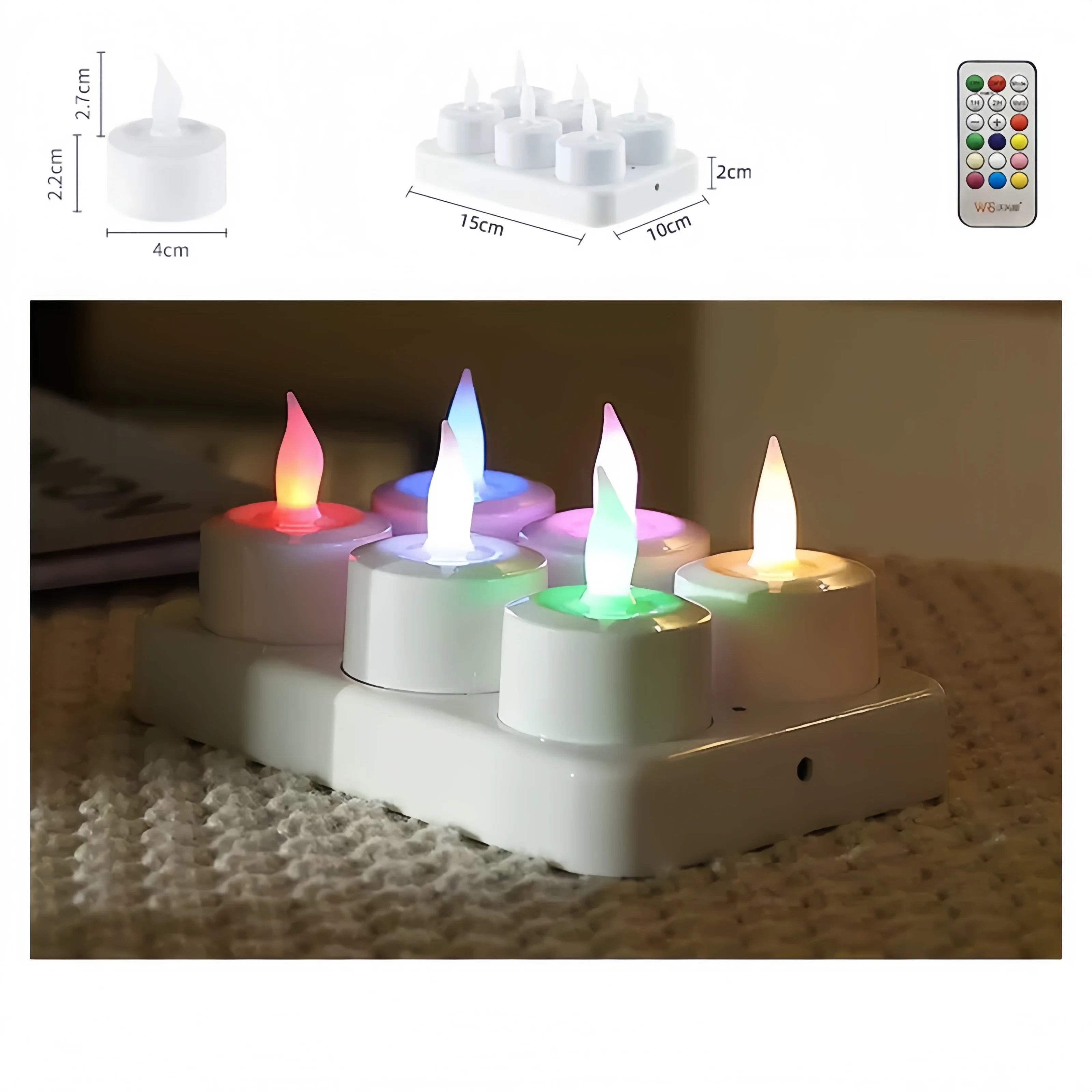 Remote Controlled Rechargeable TeaLight LED Candles frosted Flameless Colors Changing candle lamp Party Wedding Decor-Multicolor