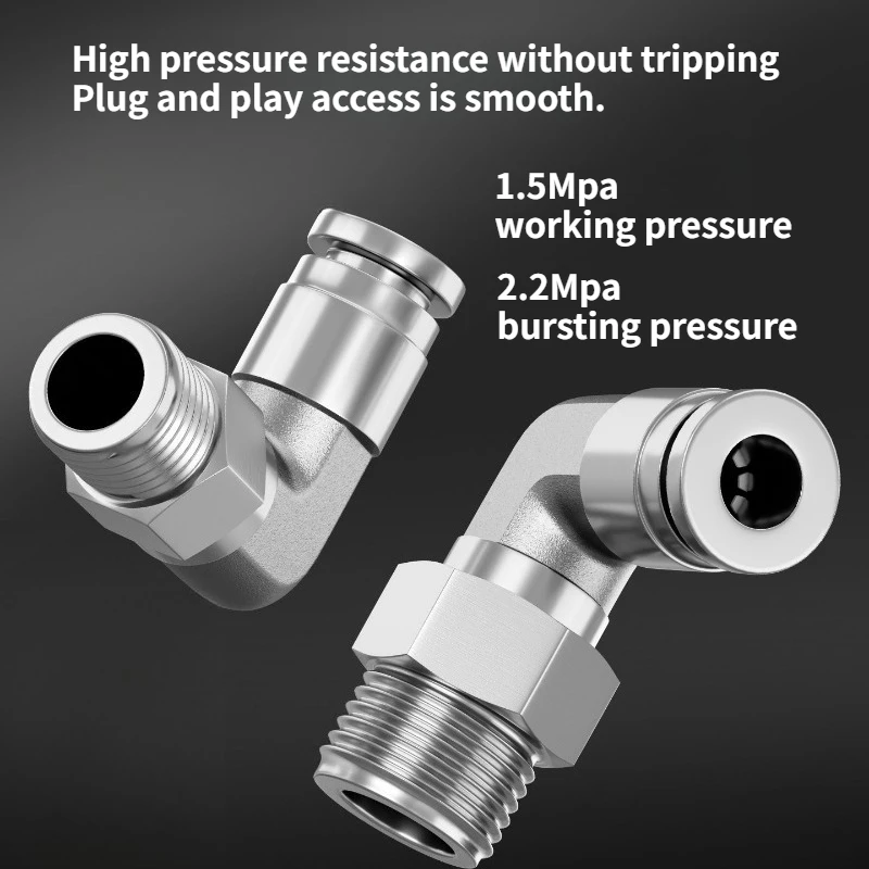 1PCS 304 Stainless Steel PL8-02 Rotatable Gas Pipe Joint Bends Through PL6-02 At 90 Right Angles, Which Is Corrosion Resistant.