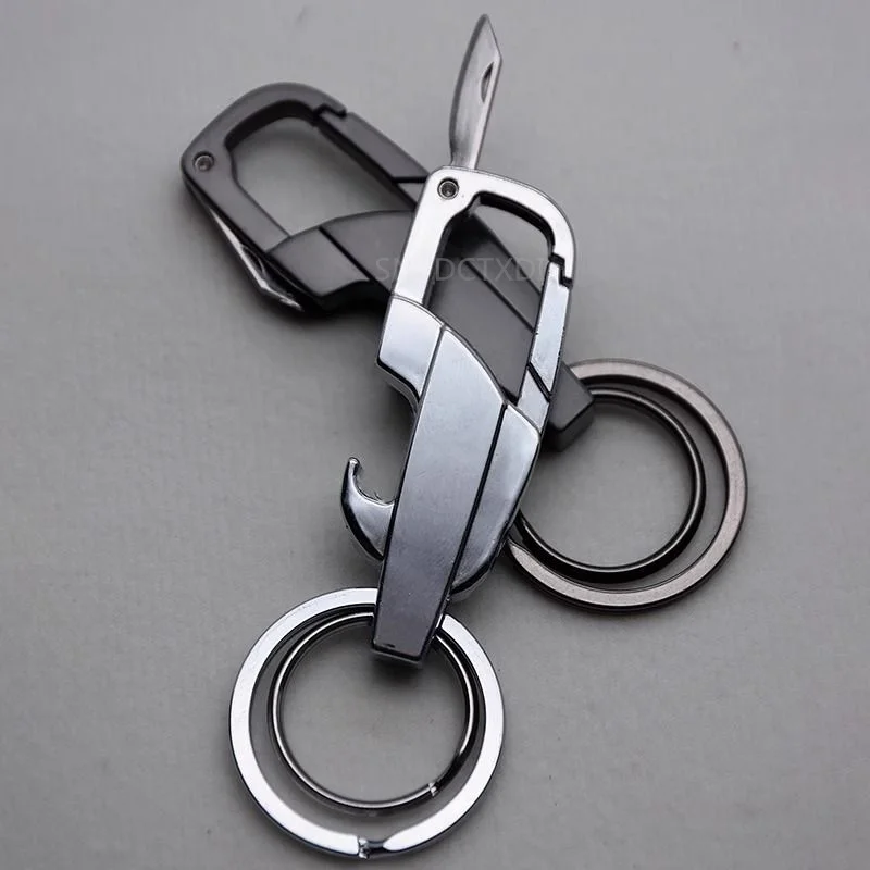 Creative Multifunctional Portable Zinc Alloy Folding Pocket Knives Tools With Car Keychain Ring And Bottle Opener Unusual Design