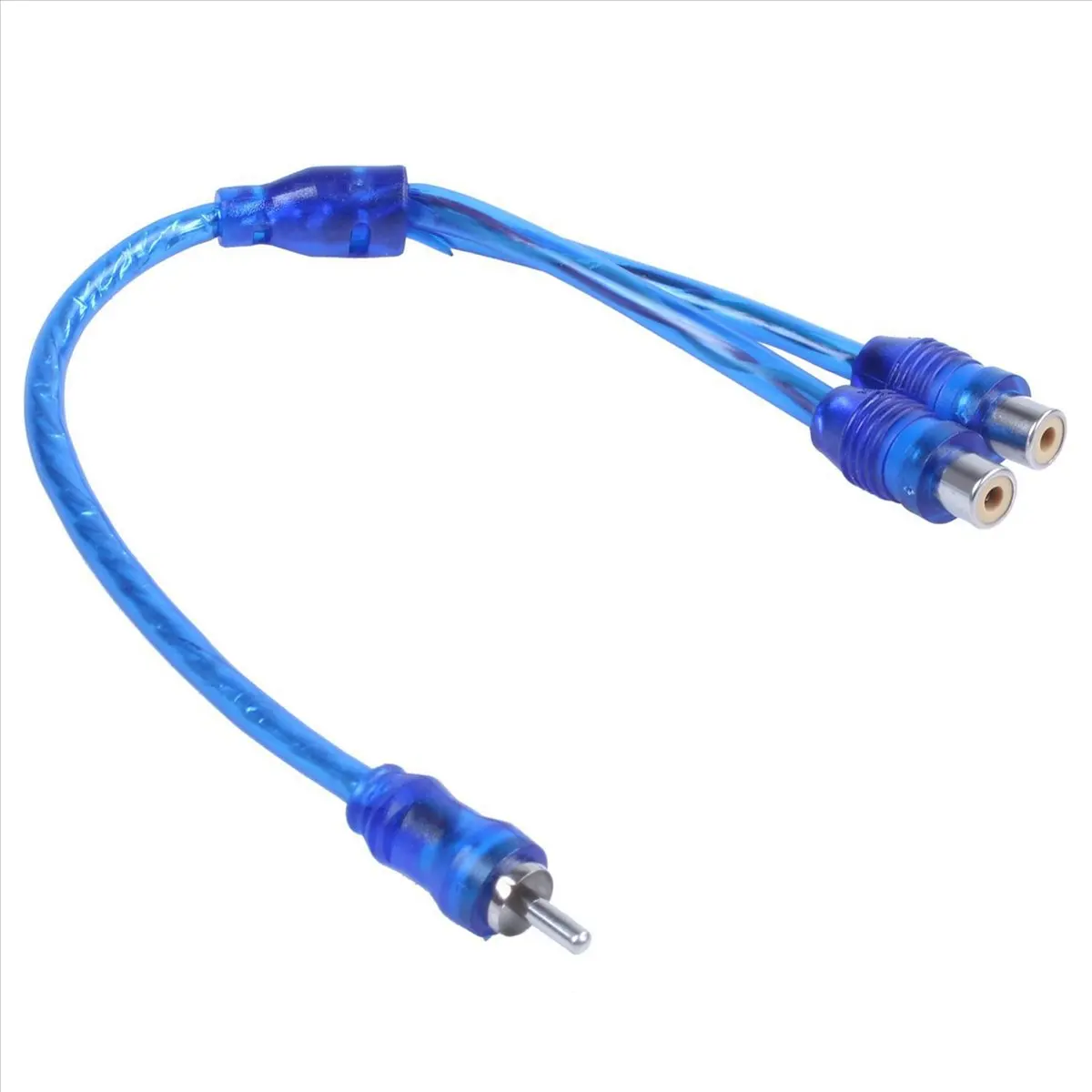 SWXF 2x Phono Y Splitter Lead Adapter Cable 1 Male To 2 Female Car Connector 30cm
