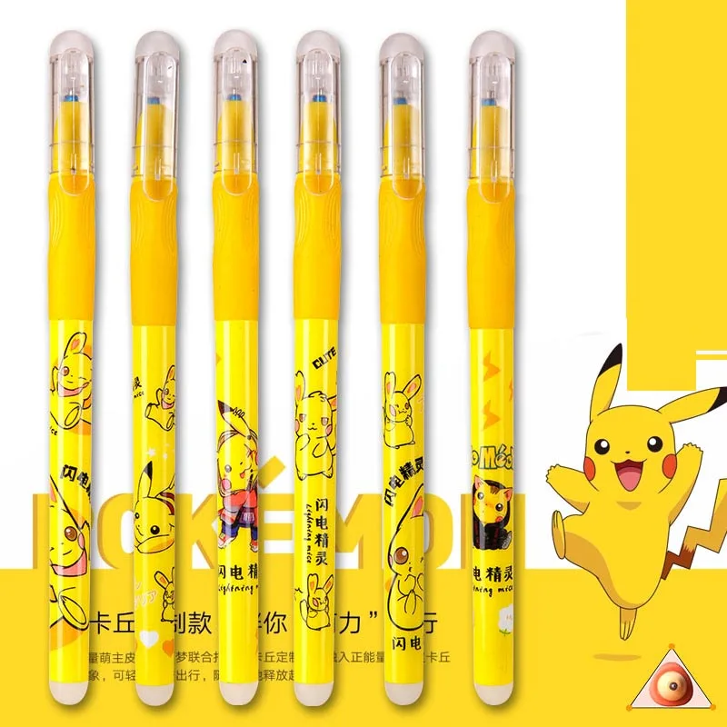 36pcs/lot Creative Pokemon Erasable Gel Pen Cute 0.5mm Black/Blue Ink Neutral Pens Promotional Gift Office School Supplies