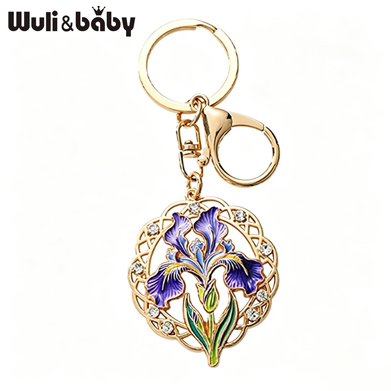 Chaveiro de Flor Íris Wuli&baby para Bolsa Feminina e Masculina, Mochila, Chaveiro de Flores de Pintura Famosa, Acessórios e Presentes