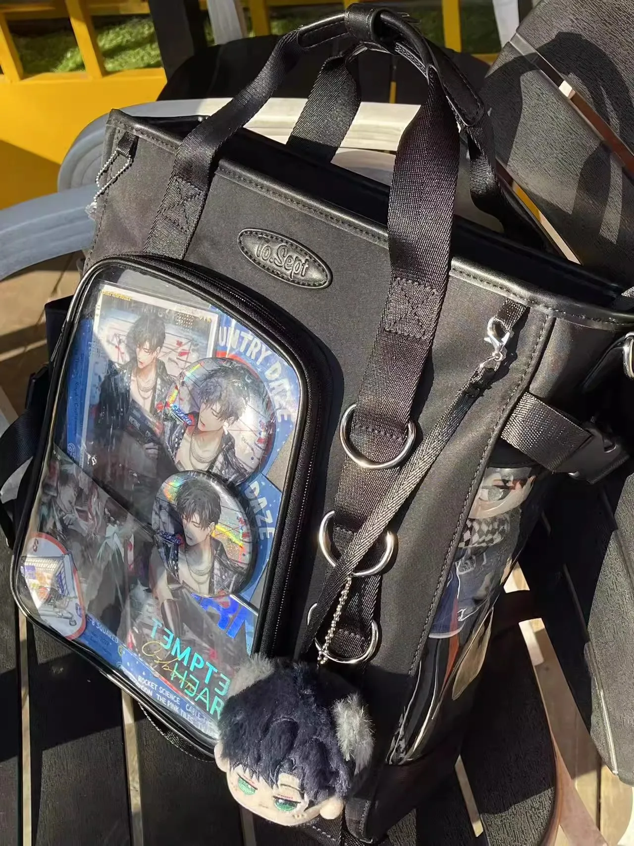 Japanese Campus Large Capacity Student Commute Shoulder Women\'s Bag Leisure Kawaii Transparent Versatile Black Itabag Bolso