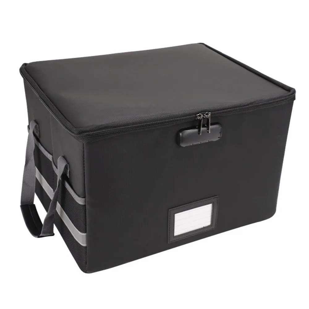 Practical Lockable Fireproof File Box Waterproof Foldable Document Storage Box Anti-theft Safe File Protective Box Cash Storage