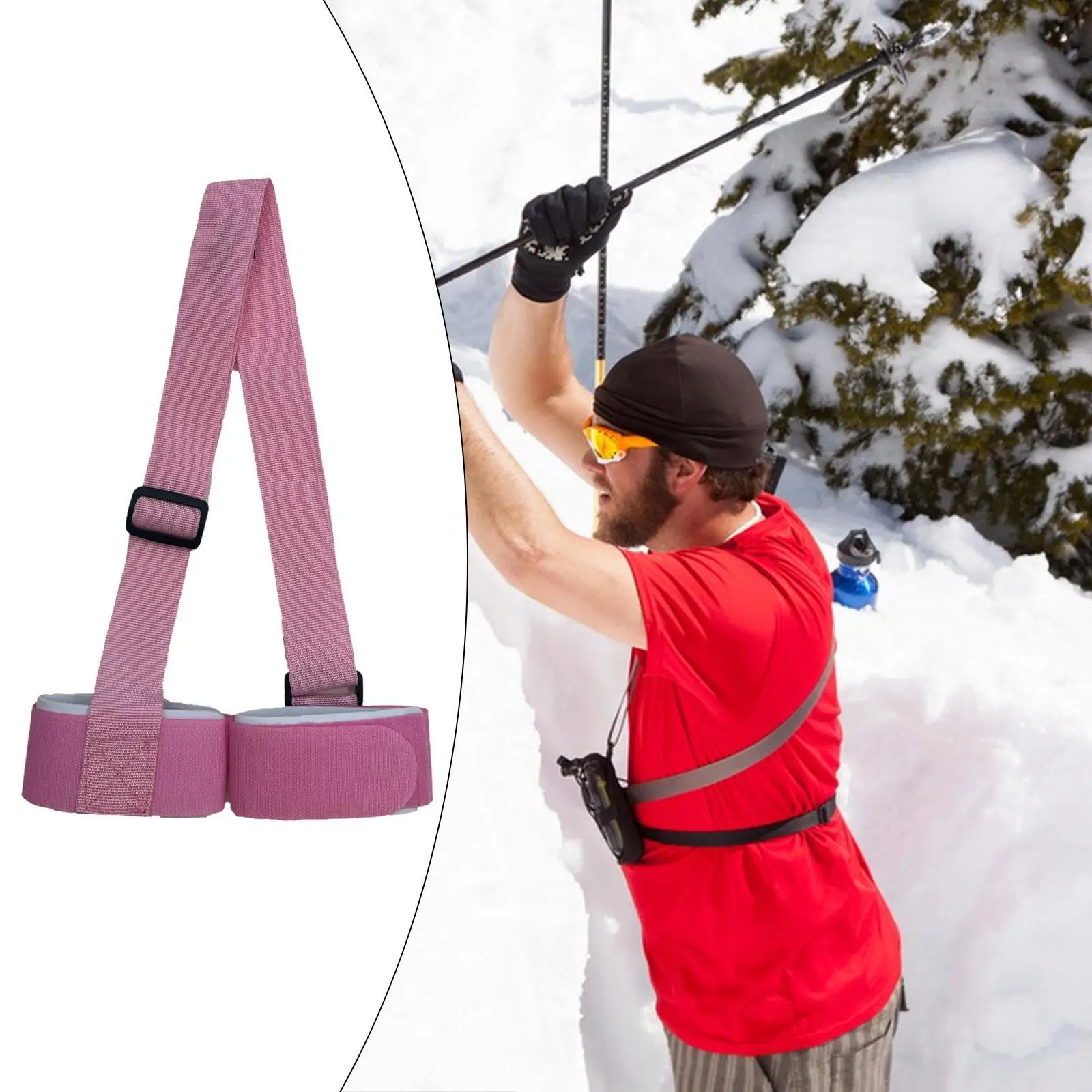 Ski & Pole Carrier Strap Snowboard Carrying Strap Nylon Loop Protecting Ski