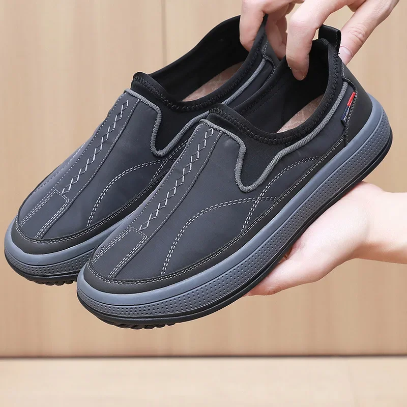 

New Breathable Men's Shoes Casual Canvas Shoes Middle Aged Elderly Non Slip Flat Comfort Thick Soled Male Shoes Zapatos Homme
