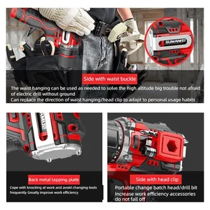 التنصت على المثقاب الكهربائي بدون فرش ، مثقاب تصادمية لاسلكي ، ظرف سقاطة معدني ، مثقاب يدوي كهربائي ، مفك براغي منزلي أفضل 10 آلات حفر الخرسانة للمبيعات - رقم 3