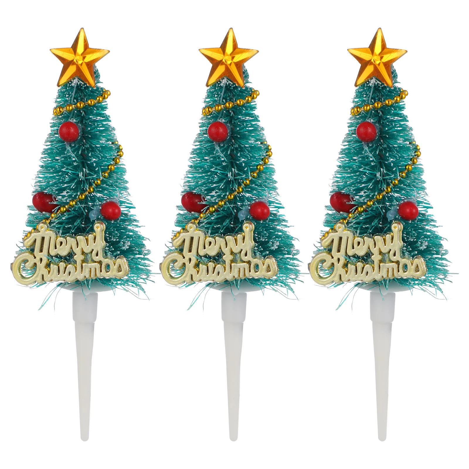 

10 Pcs Christmas Tree Cake Toppers Party Supplies Decorations Birthday 2024 Food Grade Picks Cupcake Bar Tools