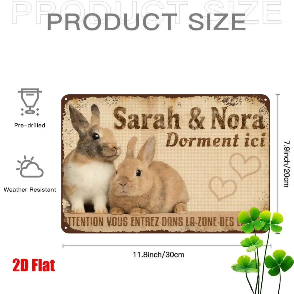 CIFbuy Custom Text Rabbit Metal Sign,Vintage Pet Wall Decor (Only For Decoration)