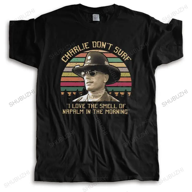 Vintage Apocalypse Now Charlie Don\'t Surf T Shirt Short Sleeve Cotton Tee Film I Love The Smell of Napalm in The Morning Tshirt